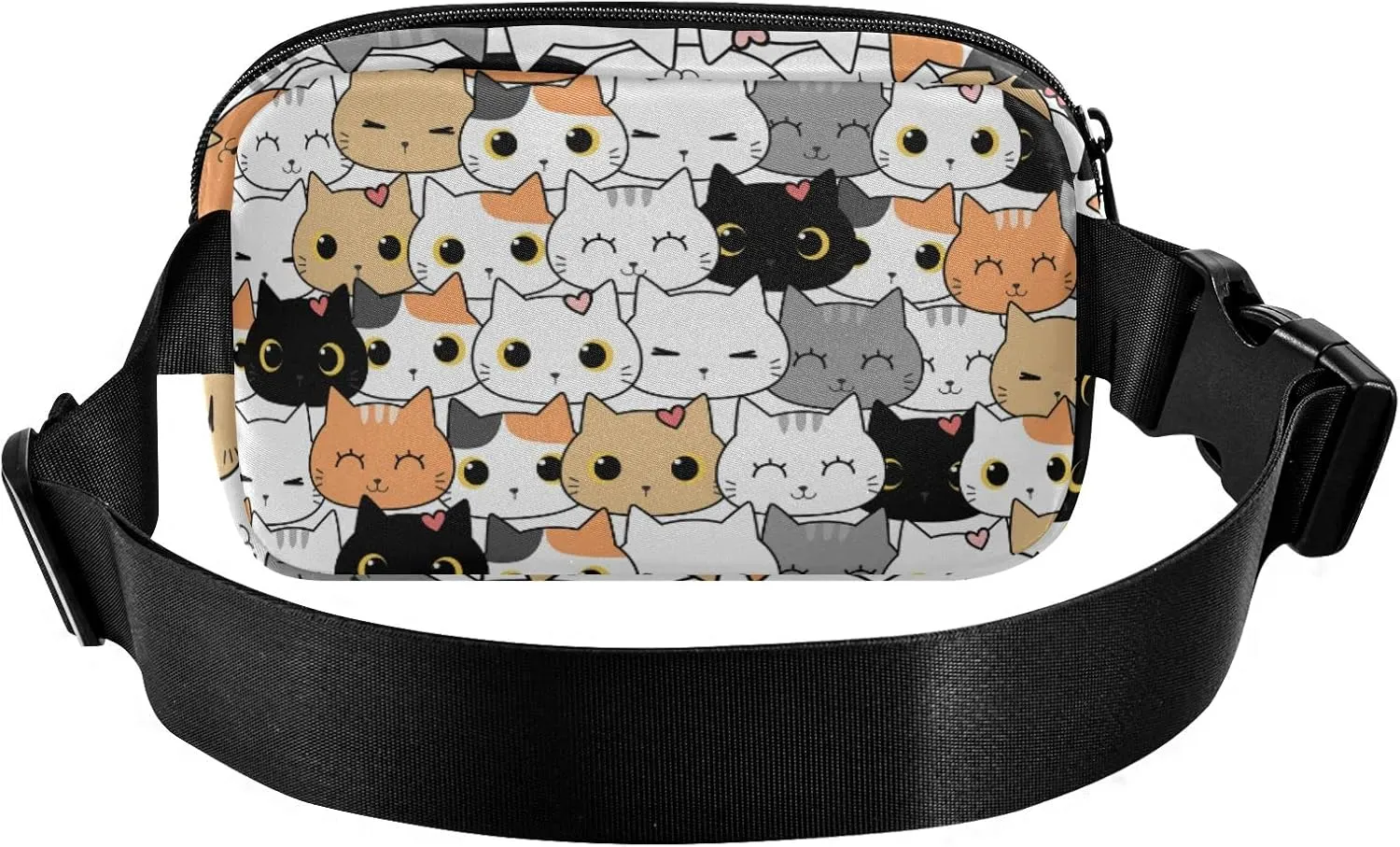 Cute Cat Kitten Cartoon Fanny Pack for Women Men Crossbody Belt Bag Fashion Waist Packs Purse with Adjustable Strap Waist Pouch for Outdoors Shopping Traveling