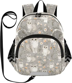 Cute Ears Kids Backpacks Leash Kids Boy's/Girl's Anti-Lost Personalized School Backpack with Reflective Strip S Cute Scottish Fold Cats Gray