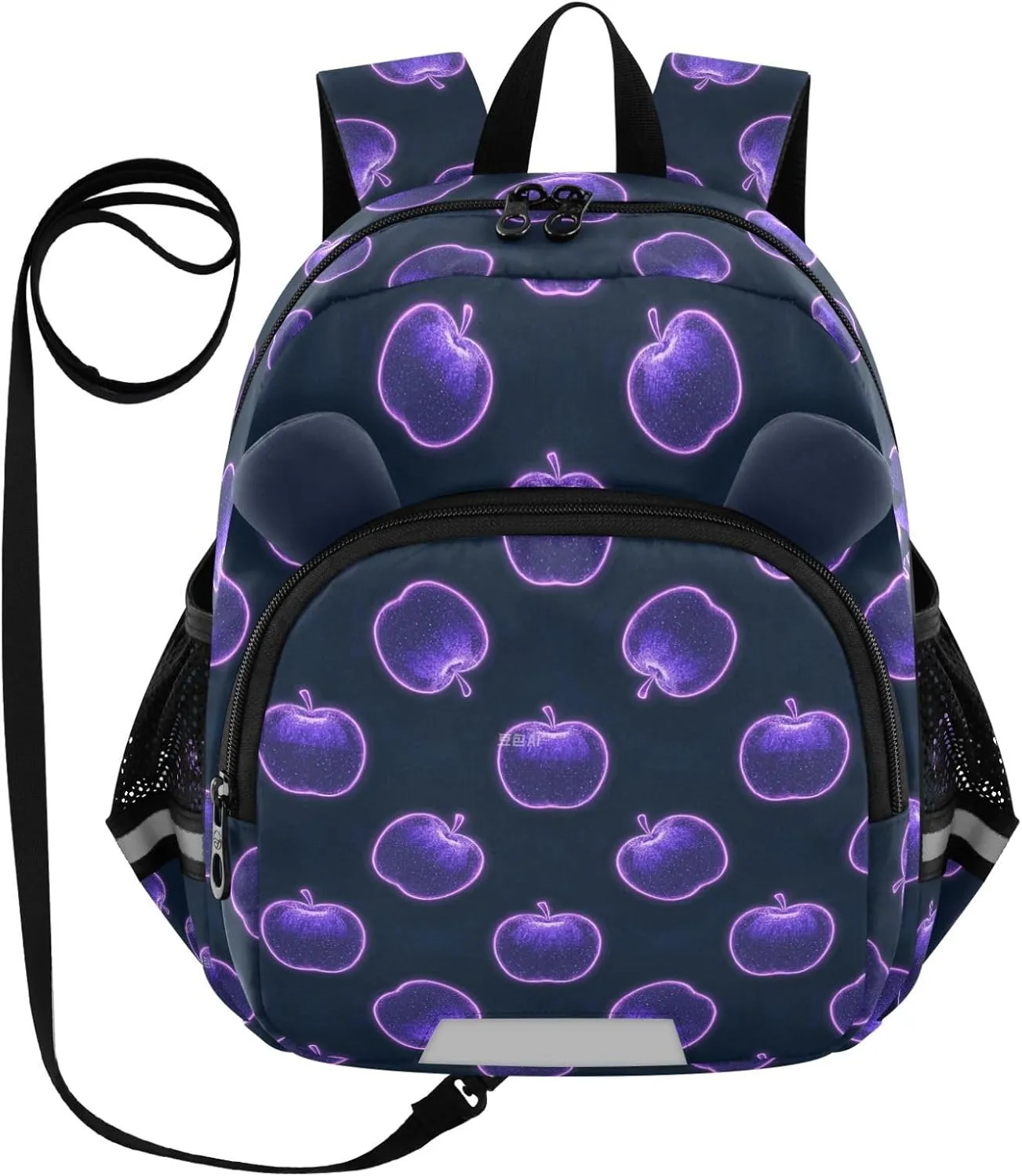 Cute Ears Toddler Backpack Leash Little Girls Anti-Lost Personalized Daycare Diaper Bag with Reflective Strip Purple Fluorescent Neon Personalized mochila para ninas