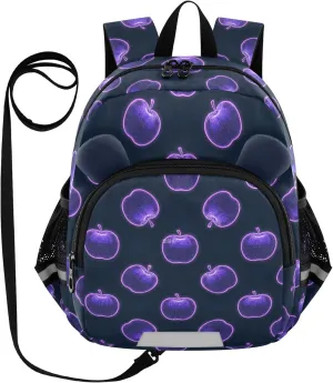 Cute Ears Toddler Backpack Leash Little Girls Anti-Lost Personalized Daycare Diaper Bag with Reflective Strip Purple Fluorescent Neon Personalized mochila para ninas