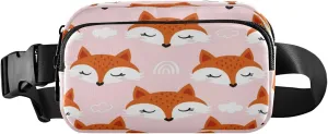 Cute Fox Heads Clouds Belt Bag for Women Men Fanny Pack Small Waist Pouch Crossbody Bags for Outdoor Hiking Running Travel