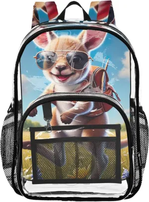 Cute Hiking Kangaroo Outdoor Clear Backpack for Women Girls Backpack Kids Boys Plastic Transparent Bookbag