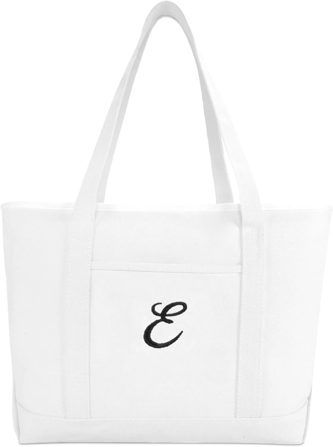DALIX Large Canvas Tote Bag for Women Work Bag Beach Totes Monogrammed White A - Z