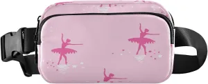 Dancing Ballerinas Silhoette Dance Ballerina Pink Belt Bag for Women Men Fanny Pack Small Waist Pouch Crossbody Bags for Outdoor Hiking Running Travel