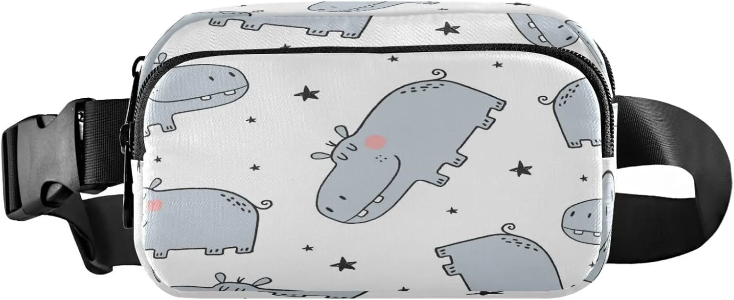 Dancing Ballerinas Silhoette Hippo Cartoon Star Belt Bag for Women Men Fanny Pack Small Waist Pouch Crossbody Bags for Outdoor Hiking Running Travel