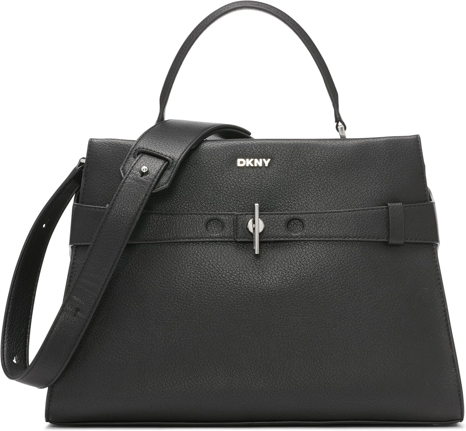 DKNY Bleeker Large Satchel, Black/Silver