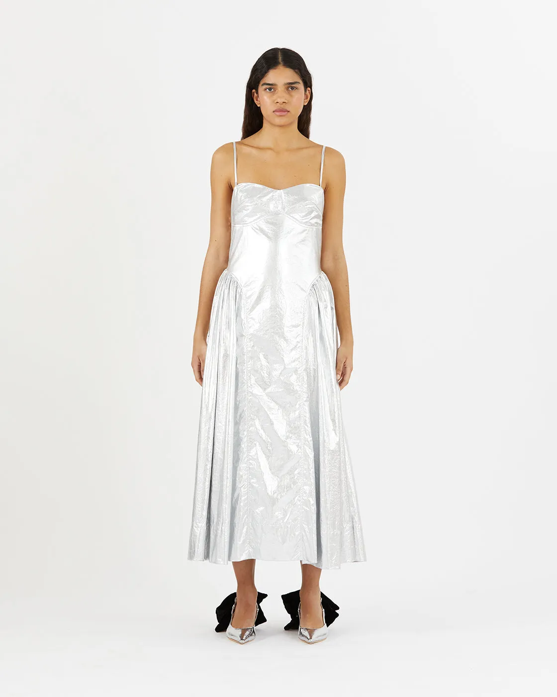 Dora Dress Lamé Metallic Silver