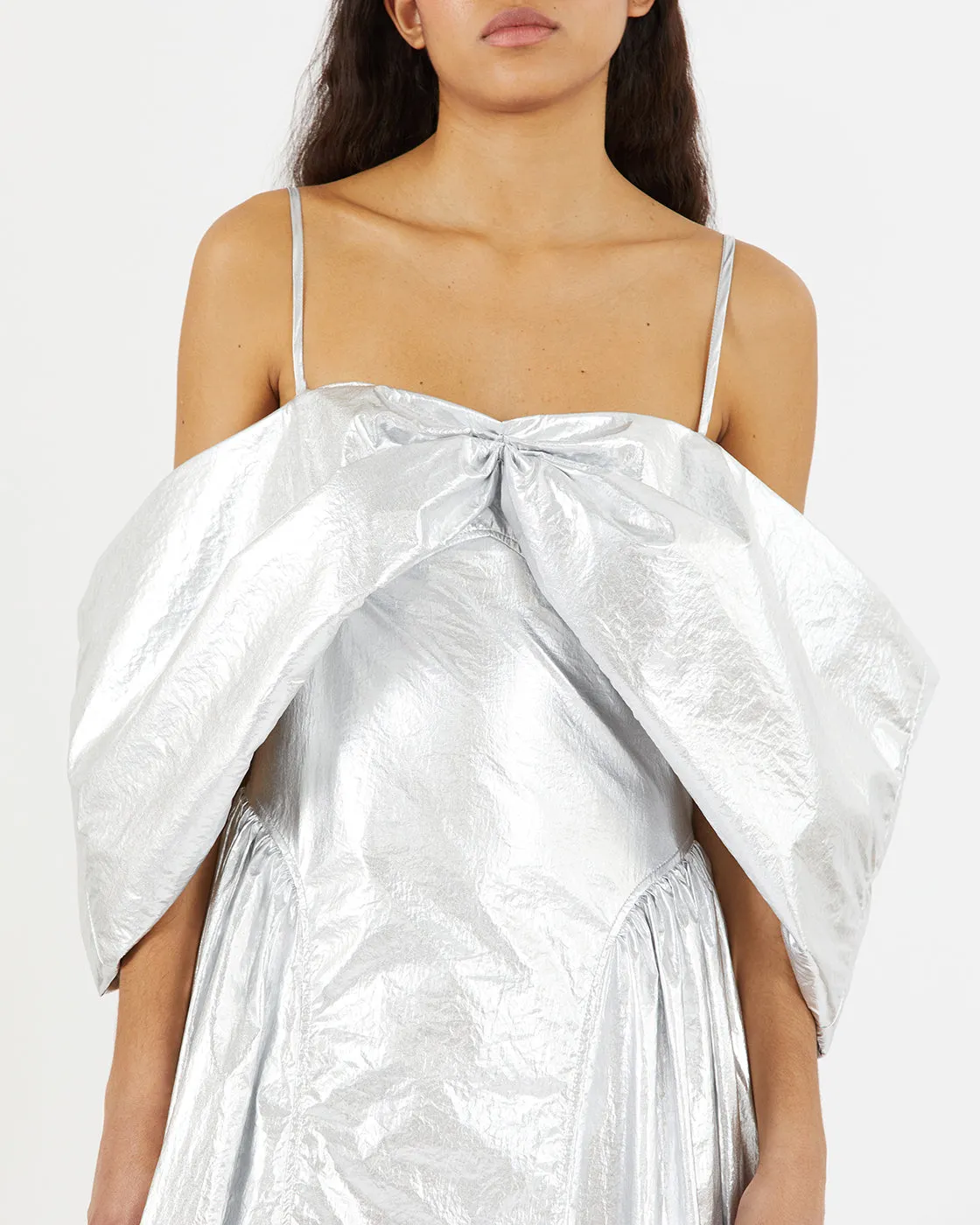 Dora Dress Lamé Metallic Silver