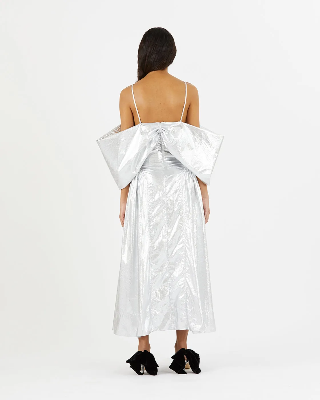 Dora Dress Lamé Metallic Silver