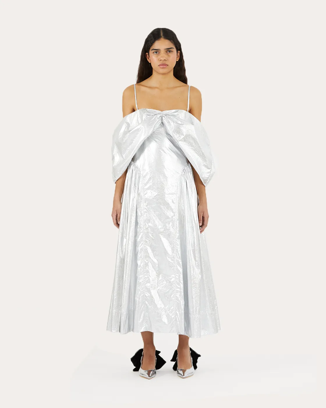 Dora Dress Lamé Metallic Silver