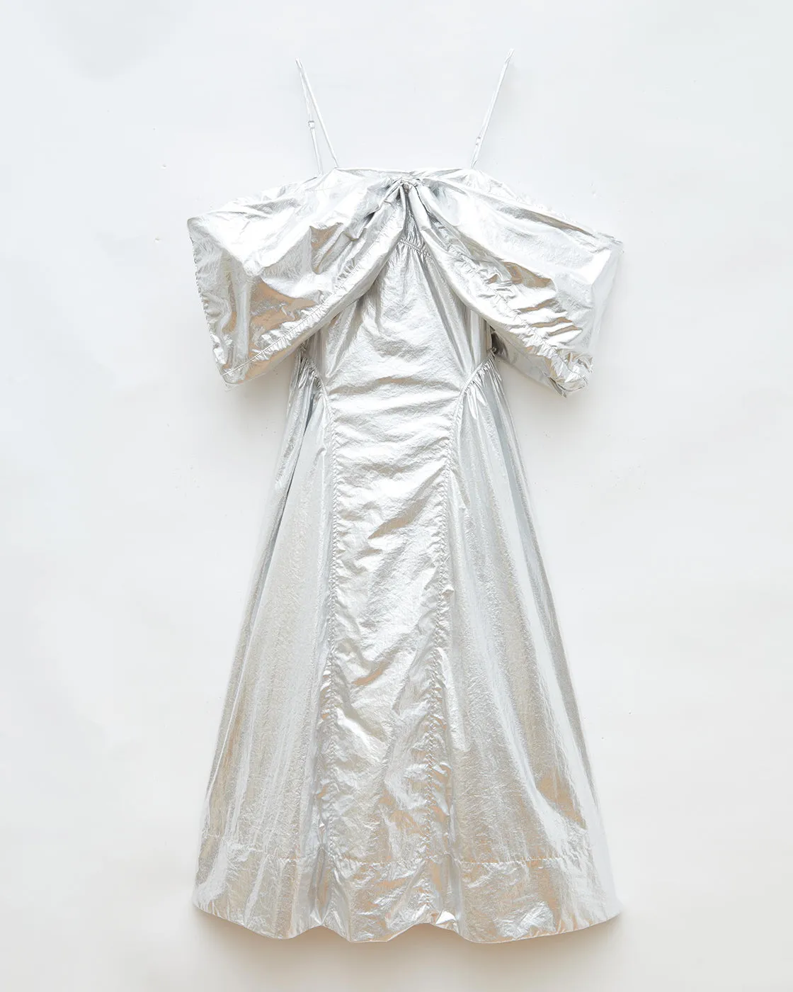Dora Dress Lamé Metallic Silver
