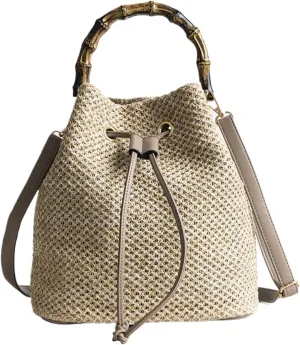 Drawstring Straw Bag Small Crossbody Purses Women Cute Purse Trendy 2025 Summer Y2k Beach Crochet Bucket Bags