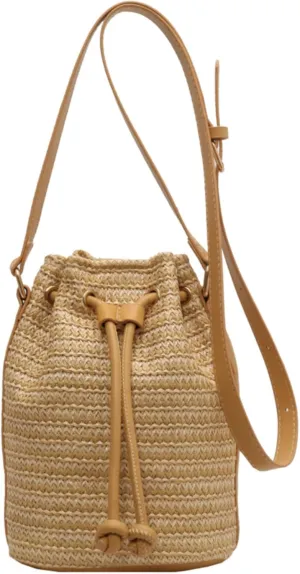 Drawstring Straw Bag Y2k Beach Crochet Bucket Bags Cute Purse Trendy 2025 Summer Small Crossbody Purses Women
