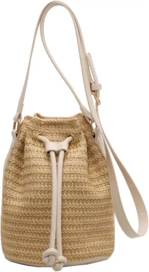 Drawstring Straw Bag Y2k Beach Crochet Bucket Bags Cute Purse Trendy 2025 Summer Small Crossbody Purses Women
