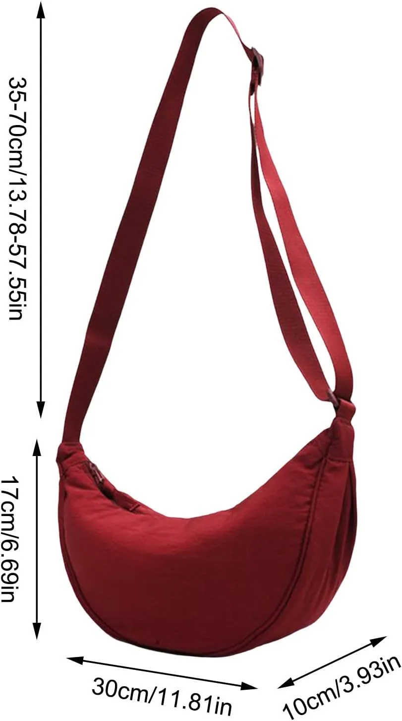 Dumpling Bags Women Armpit Bags Nylon Simple Shoulder Bag Design Crossbody Bag Men Messenger Small (White, One Size)