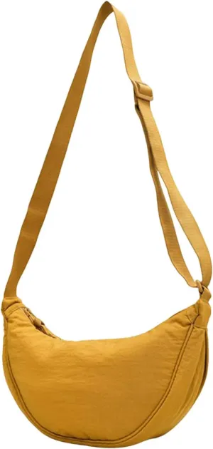 Dumpling Bags Women Armpit Bags Nylon Simple Shoulder Bag Design Crossbody Bag Men Messenger Small (Yellow, One Size)