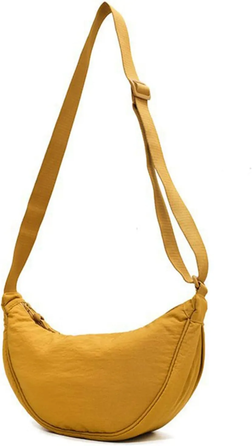 Dumpling Bags Women Armpit Bags Nylon Simple Shoulder Bag Design Crossbody Bag Men Messenger Small (Yellow, One Size)