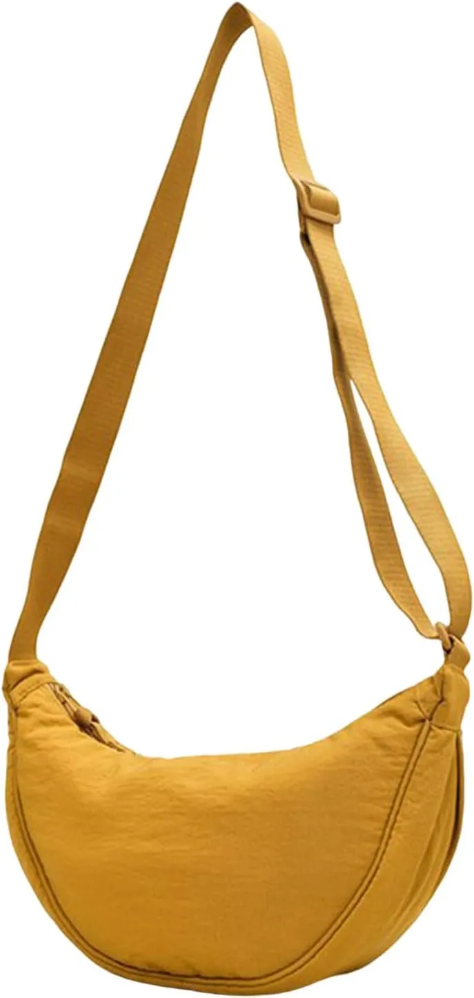 Dumpling Bags Women Armpit Bags Nylon Simple Shoulder Bag Design Crossbody Bag Men Messenger Small (Yellow, One Size)