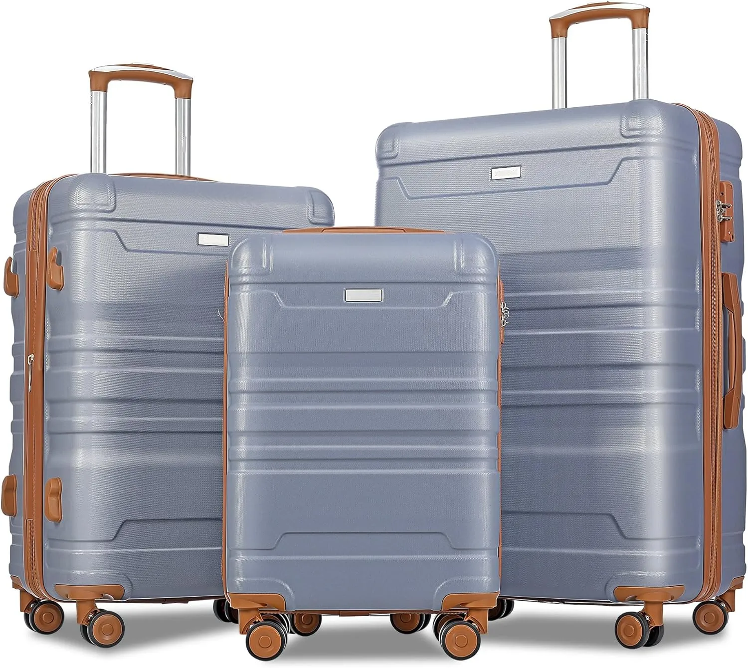 Durable Expandable Hardshell Luggage Set for Stress-Free Travel, Lightweight ABS 3-Piece Set with Spinner Wheels, Blue