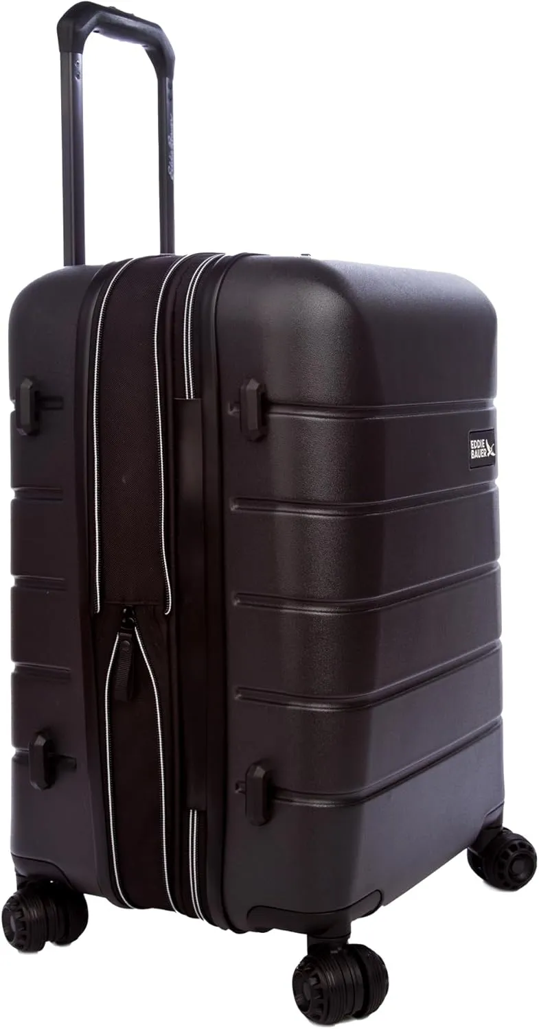 Eddie Bauer Glacier Luggage | Hardside | Spinner Wheels Expandable | Lightweight | Durable, Carbon, 22" (Carry-On)