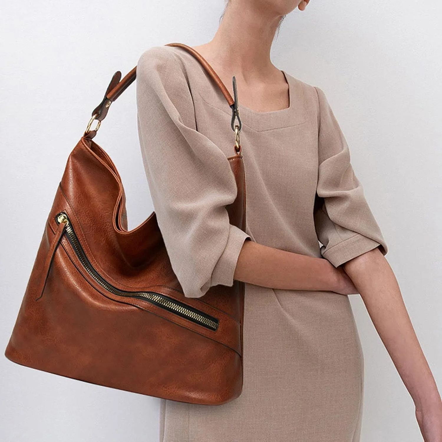 Elegant Satchel Bags for Women Small Crossbody Bags Classic Double Zip Top Satchel Bag Elegant Sling Bag(Brown)