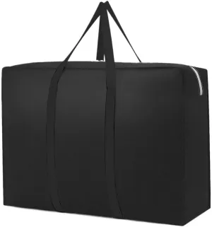 Extra Large Waterproof Moving Luggage Bags Laundry Shopping Bag foldable luggage travel bag Large Capacity Quilt Organizer(S BLACK)
