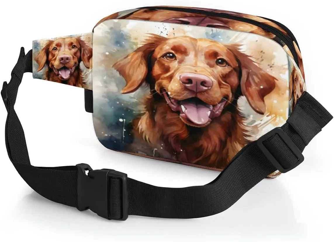 Fanny Pack for Men Women, Waterproof Sports Waist Bag Pack, Labrador Dog Belt Bag for Travel Hiking Running, Travel Chest Bag with Adjustable Strap, Retriever Dog