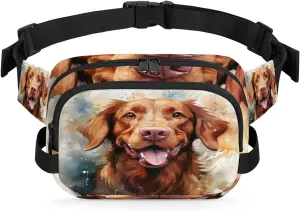 Fanny Pack for Men Women, Waterproof Sports Waist Bag Pack, Labrador Dog Belt Bag for Travel Hiking Running, Travel Chest Bag with Adjustable Strap, Retriever Dog
