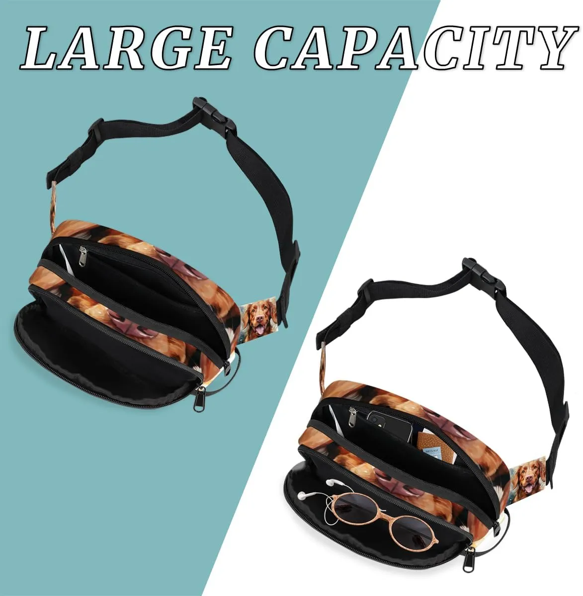 Fanny Pack for Men Women, Waterproof Sports Waist Bag Pack, Labrador Dog Belt Bag for Travel Hiking Running, Travel Chest Bag with Adjustable Strap, Retriever Dog