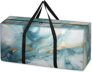 Fantastic Marble Extra Large Moving Bags Heavy Duty Storage Bags Indigo Blue Marble Cloth Wrap Around Handles Double Zipper Reusable Convenient Foldable Storage Tote for Travel Camping Space Save
