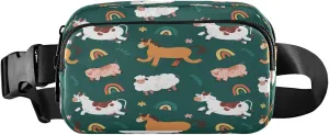Farm Animals Belt Bag for Women Men Rainbow Fanny Pack Small Waist Pouch Crossbody Bags for Outdoor Hiking Running Travel