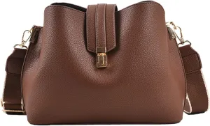 Fashion Bucket Bag Women Bags Luxury Wide Strap Crossbody Bag Pu Leather Totes Bag