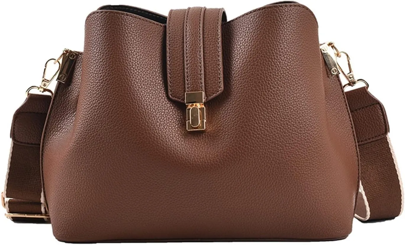 Fashion Bucket Bag Women Bags Luxury Wide Strap Crossbody Bag Pu Leather Totes Bag