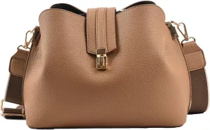 Fashion Bucket Bag Women Bags Luxury Wide Strap Crossbody Bag Pu Leather Totes Bag