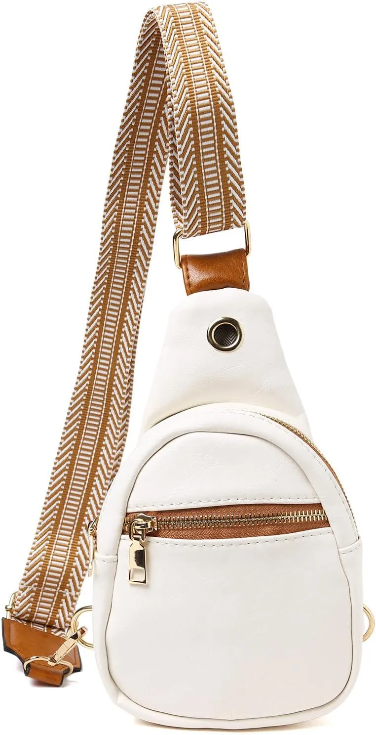 Fashion Chest Bags Soft Leather Texture Crossbody Bags Large Capacity Simple Retro Shoulder Bag Travel (White, One Size)