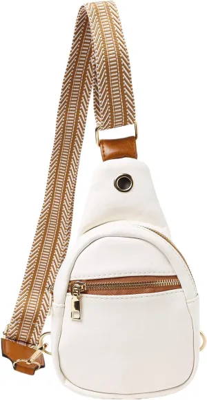 Fashion Chest Bags Soft Leather Texture Crossbody Bags Large Capacity Simple Retro Shoulder Bag Travel (White, One Size)