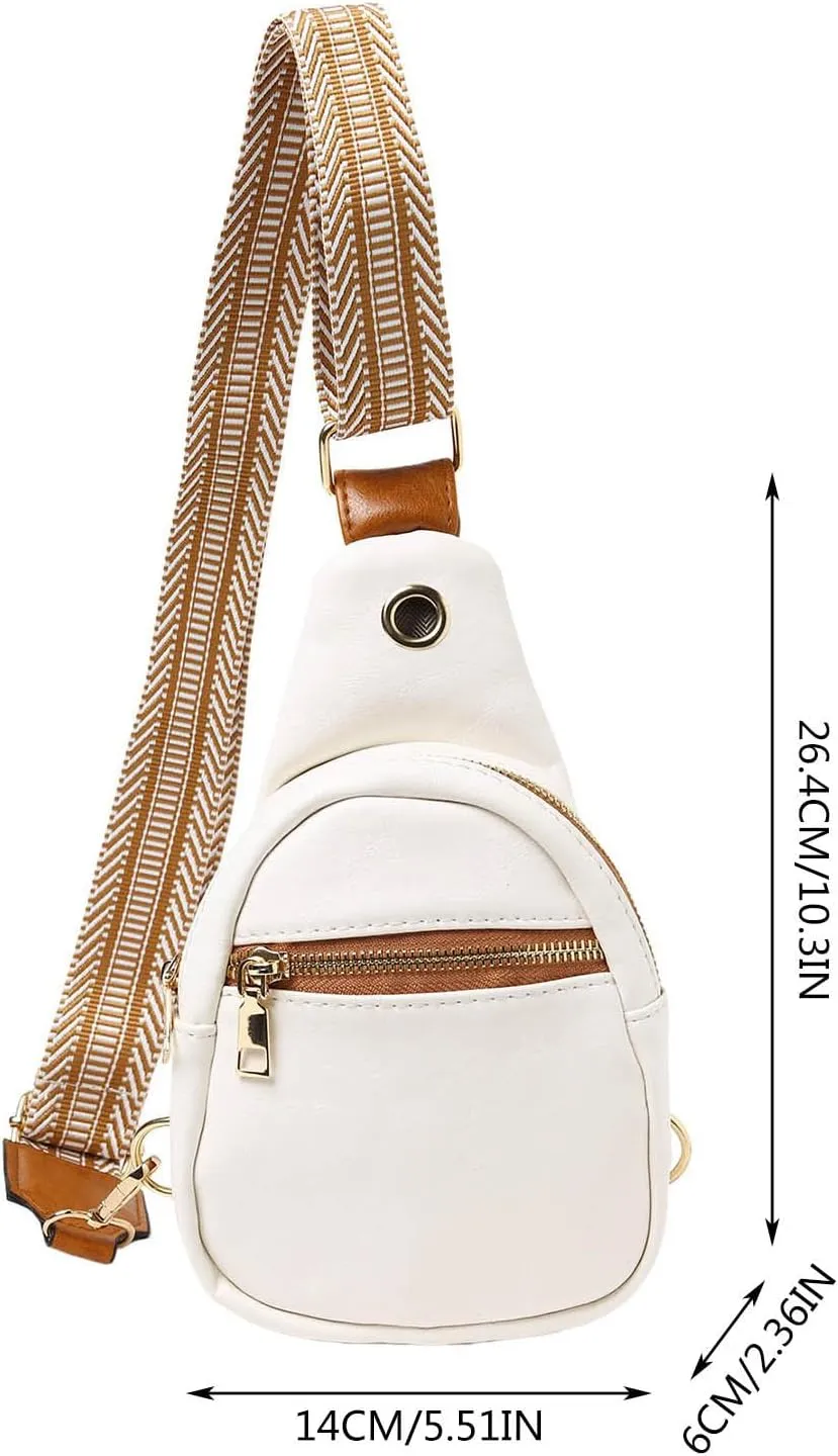 Fashion Chest Bags Soft Leather Texture Crossbody Bags Large Capacity Simple Retro Shoulder Bag Travel (White, One Size)