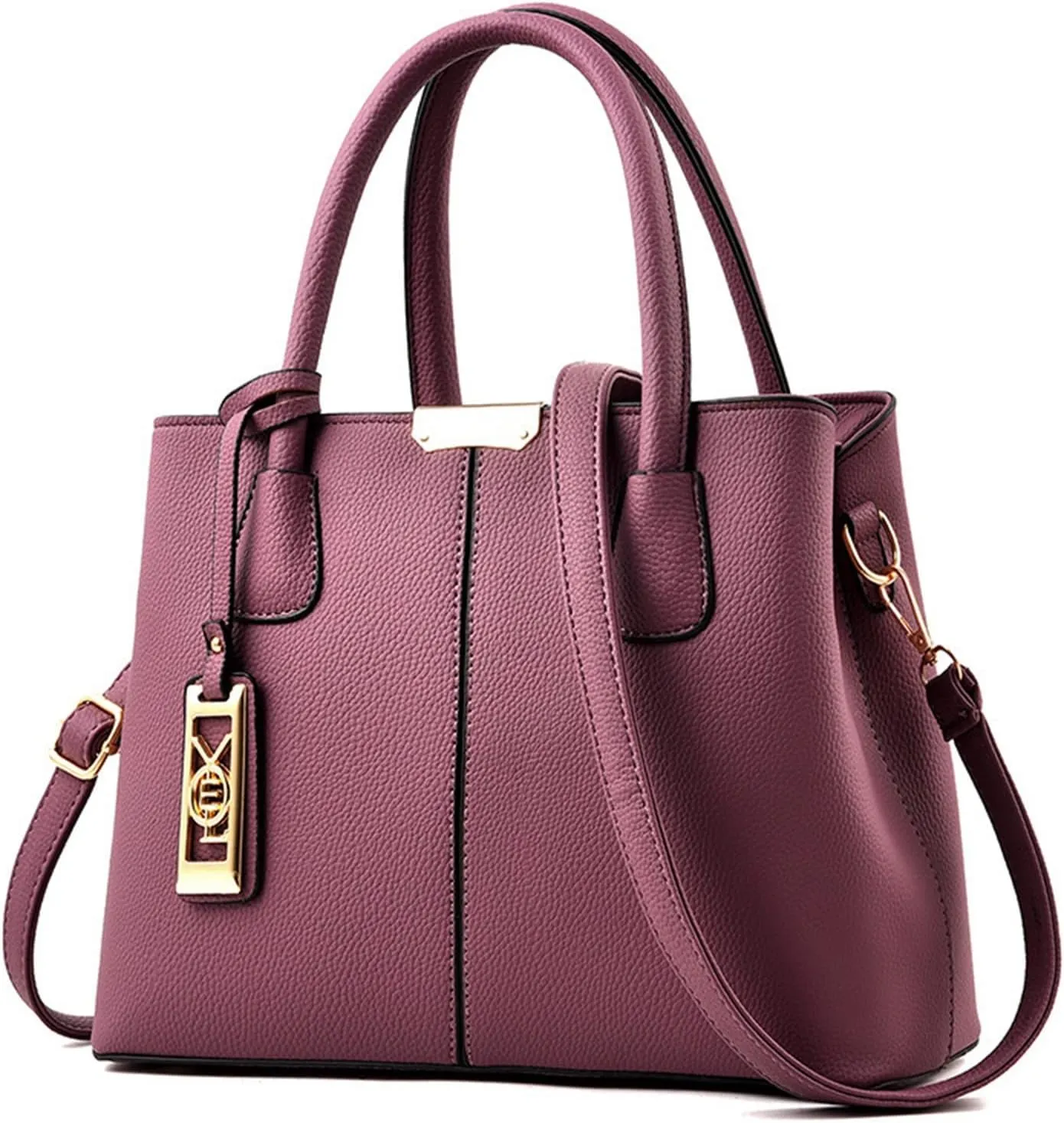 Fashion Handbag Simple Bags Large Capacity One Shoulder Women Bag Man Messenger Bags Small Leather (Purple, One Size)