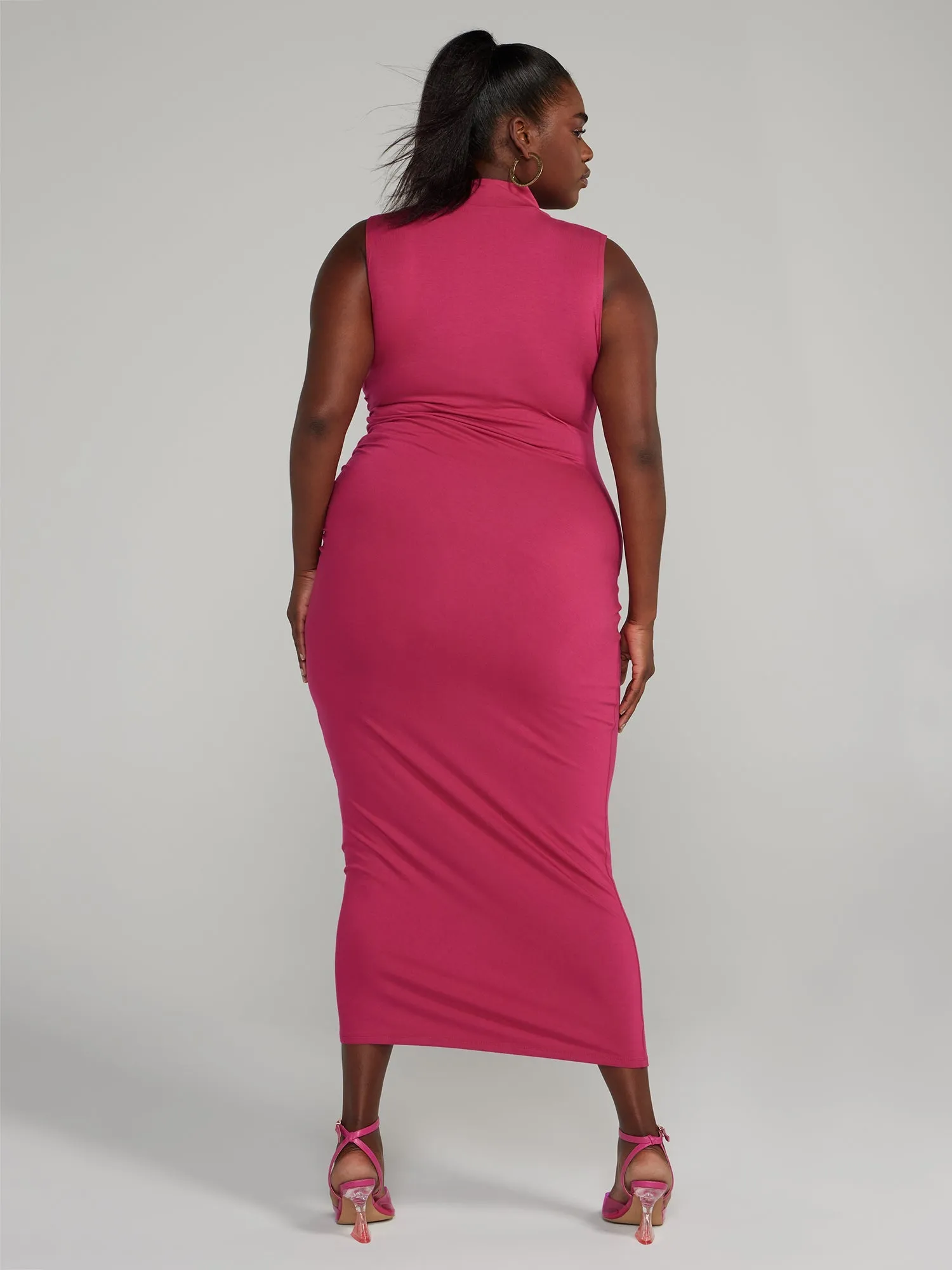 Fashion To Figure - Mockneck Ruched Bodycon Dress