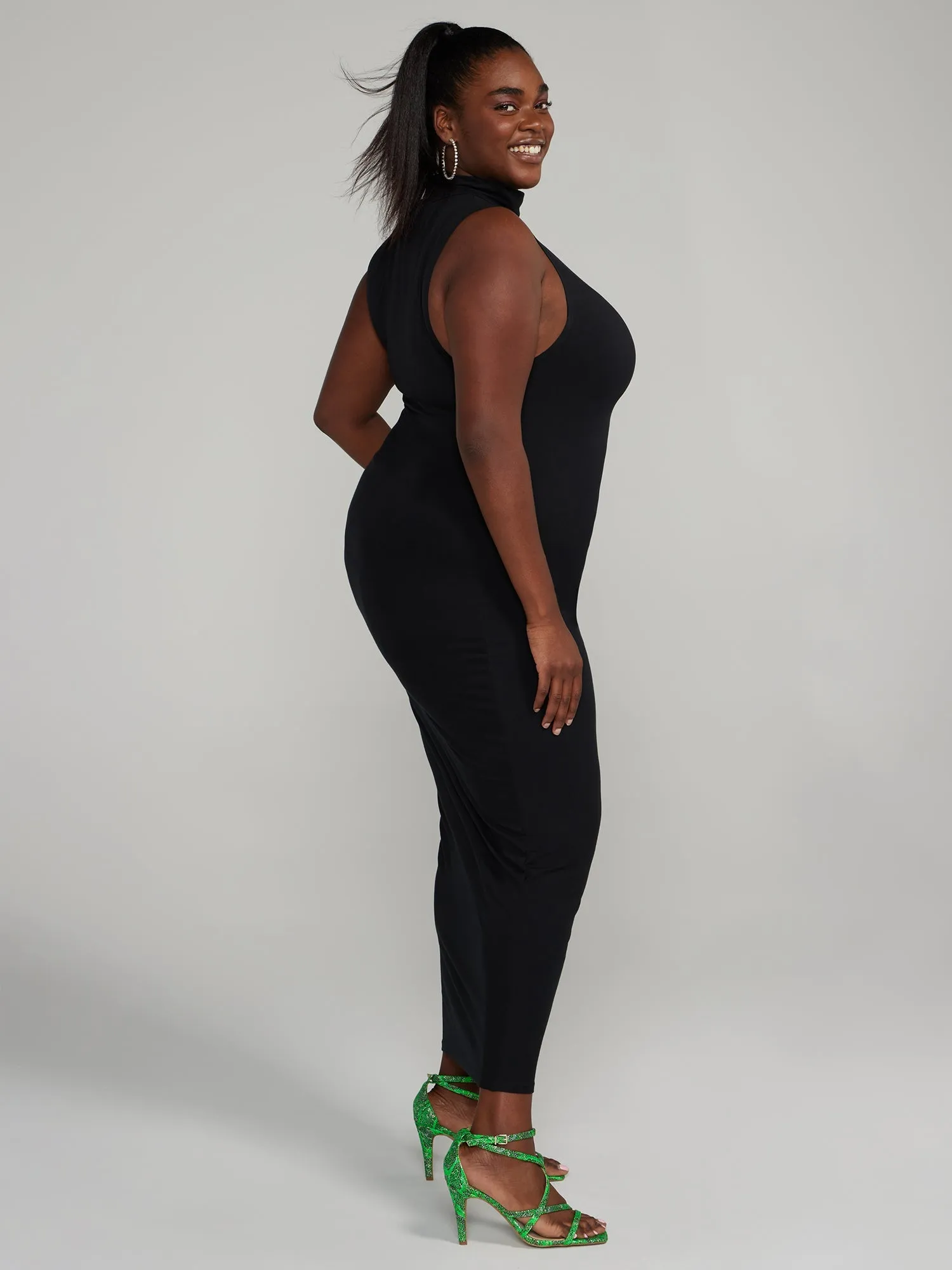 Fashion To Figure - Mockneck Ruched Bodycon Dress