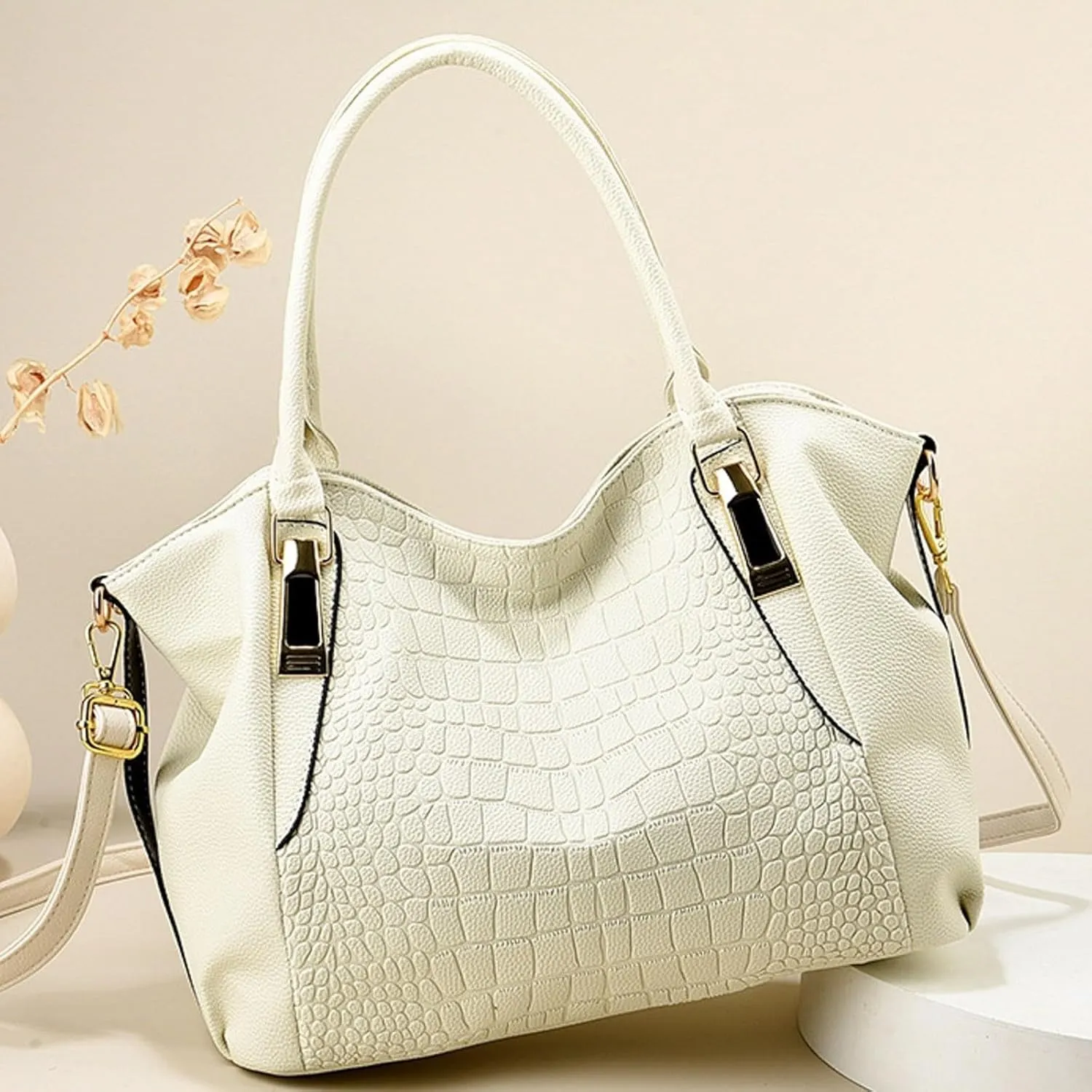 Fashionable And Simple Women's Large Capacity Soft Leather Texture Casual Crossbody Bag Bag (White, One Size)