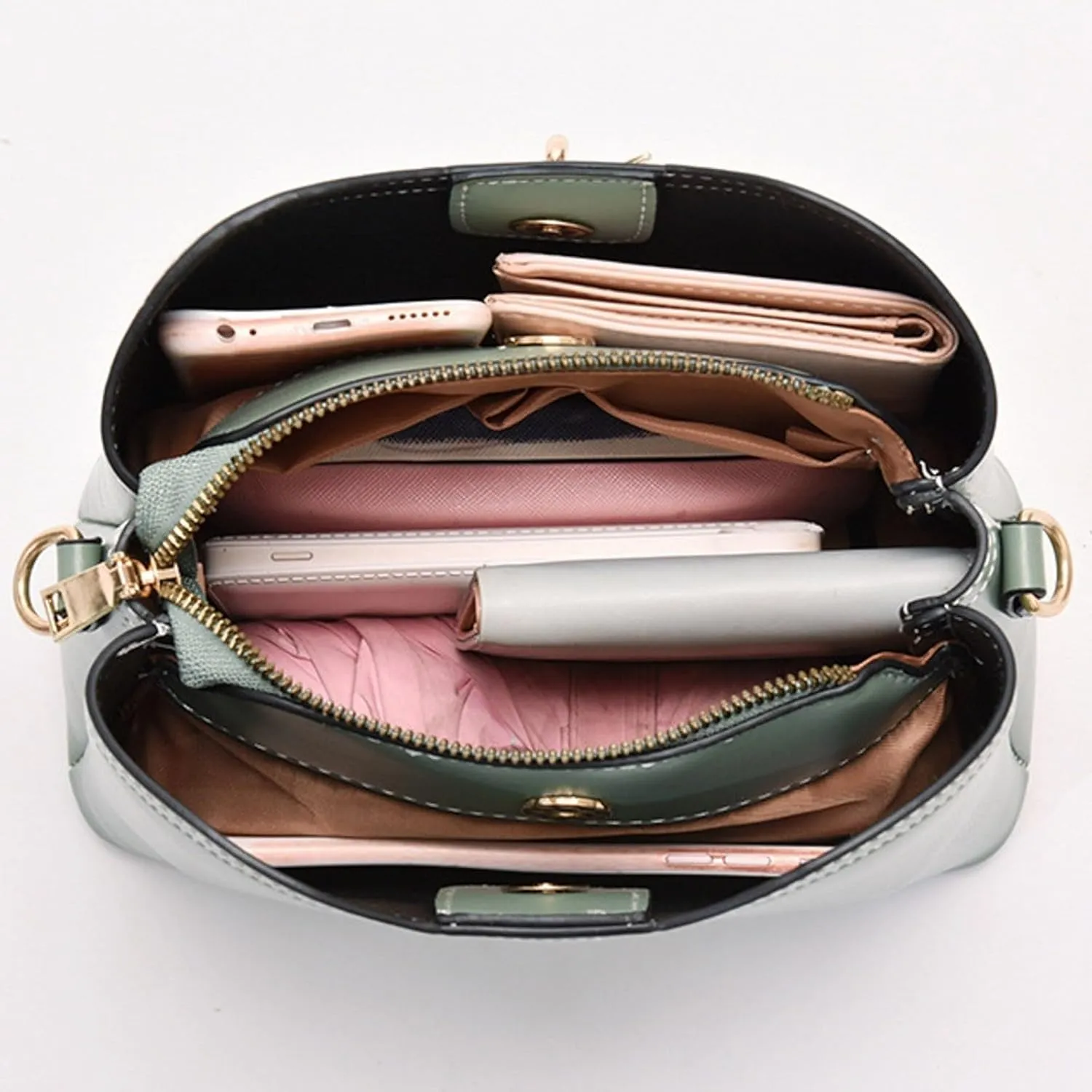 Fashionable And Versatile Women's Casual Large Capacity Simple Solid Color Single Shoulder Crossbody (Green, One Size)
