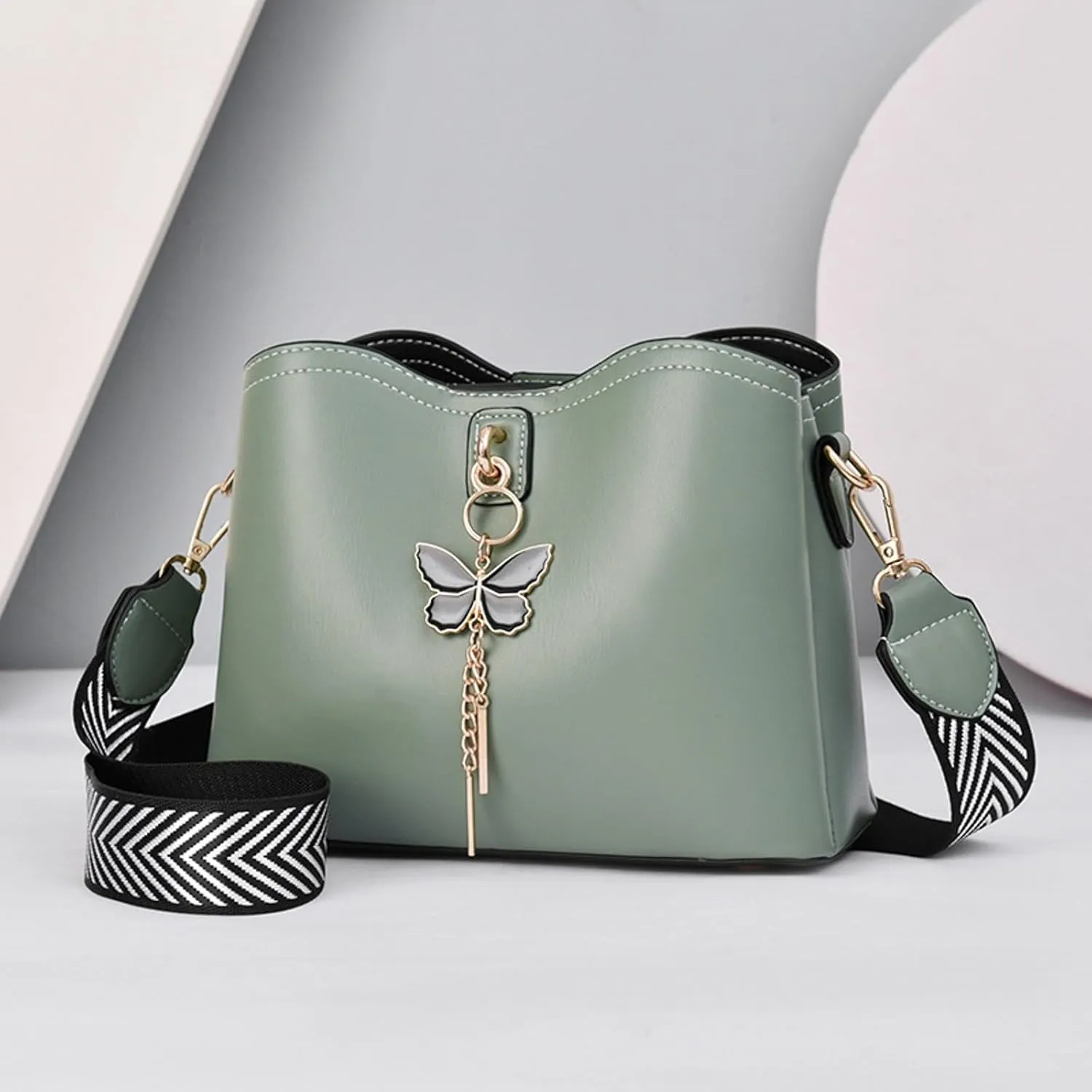 Fashionable And Versatile Women's Casual Large Capacity Simple Solid Color Single Shoulder Crossbody (Green, One Size)