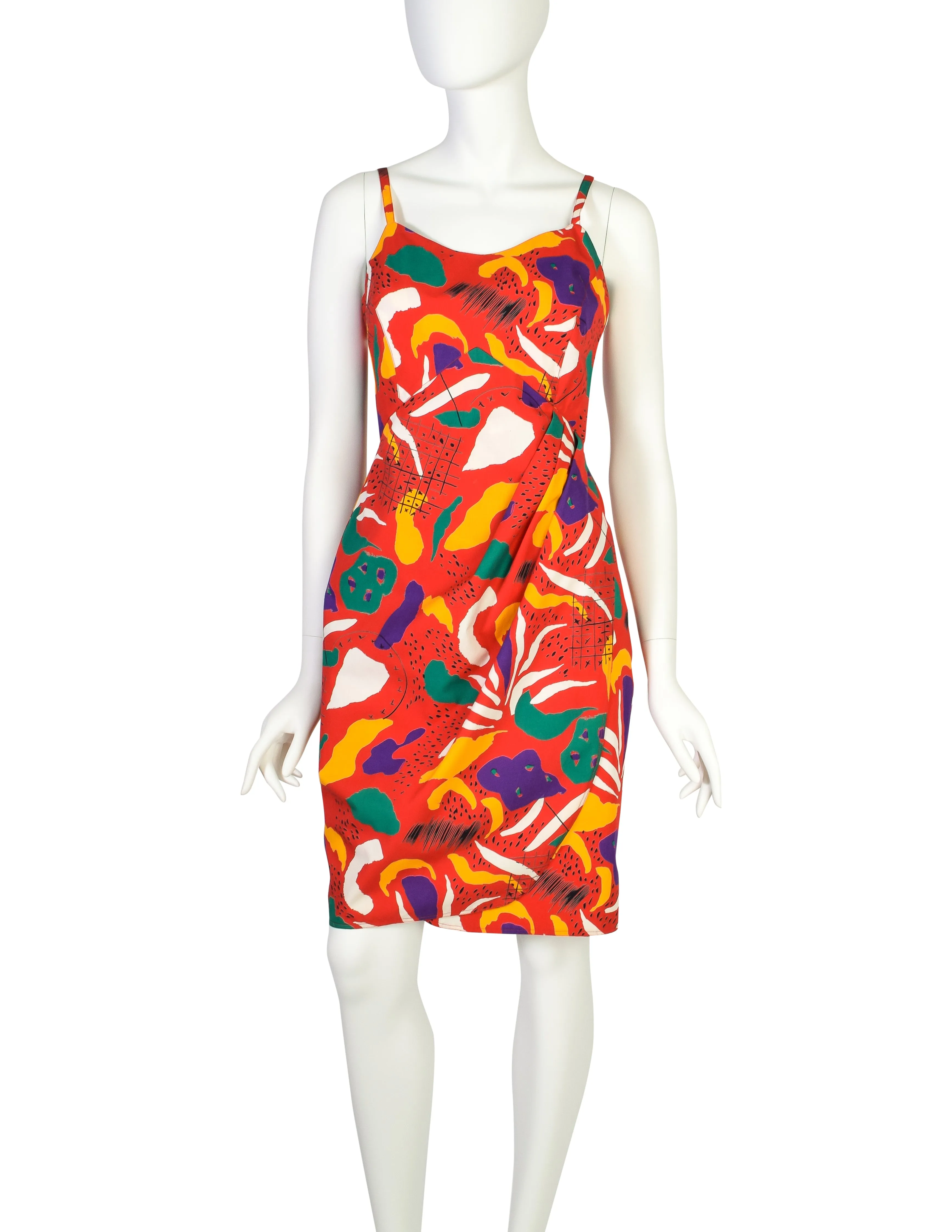 Fendi Vintage Red Multicolor Graphic Cotton Sundress and Shirt Jacket Ensemble Set