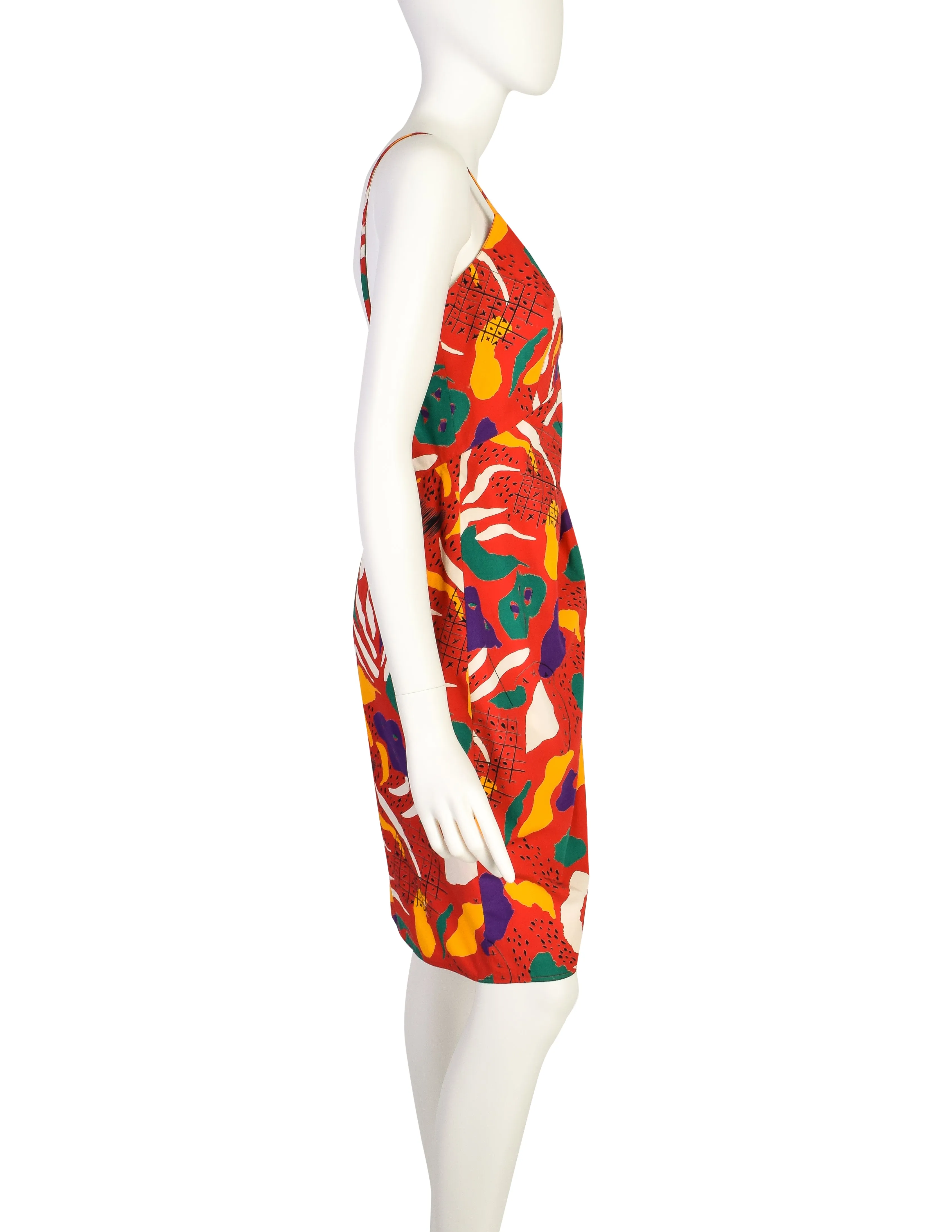 Fendi Vintage Red Multicolor Graphic Cotton Sundress and Shirt Jacket Ensemble Set