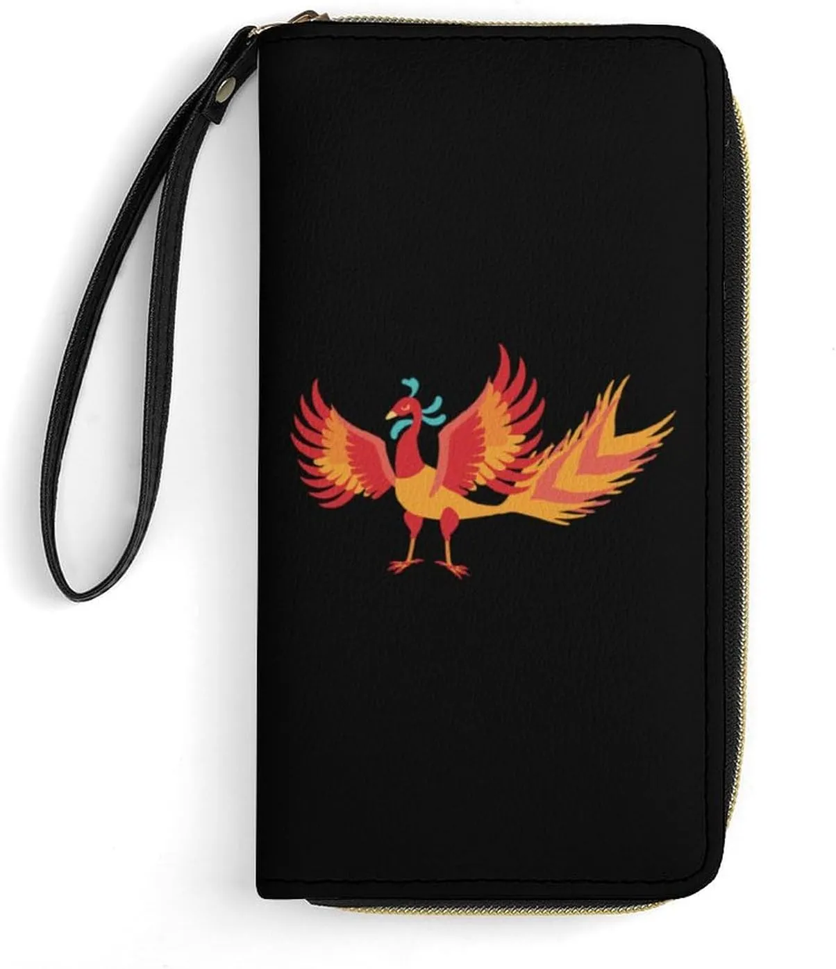 Fire Phoenix Women's Wallet Long Clutch Purse with Wristlet Strap Zipper Phone Handbag
