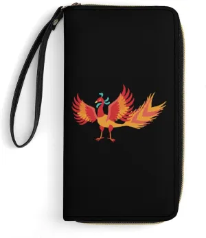 Fire Phoenix Women's Wallet Long Clutch Purse with Wristlet Strap Zipper Phone Handbag