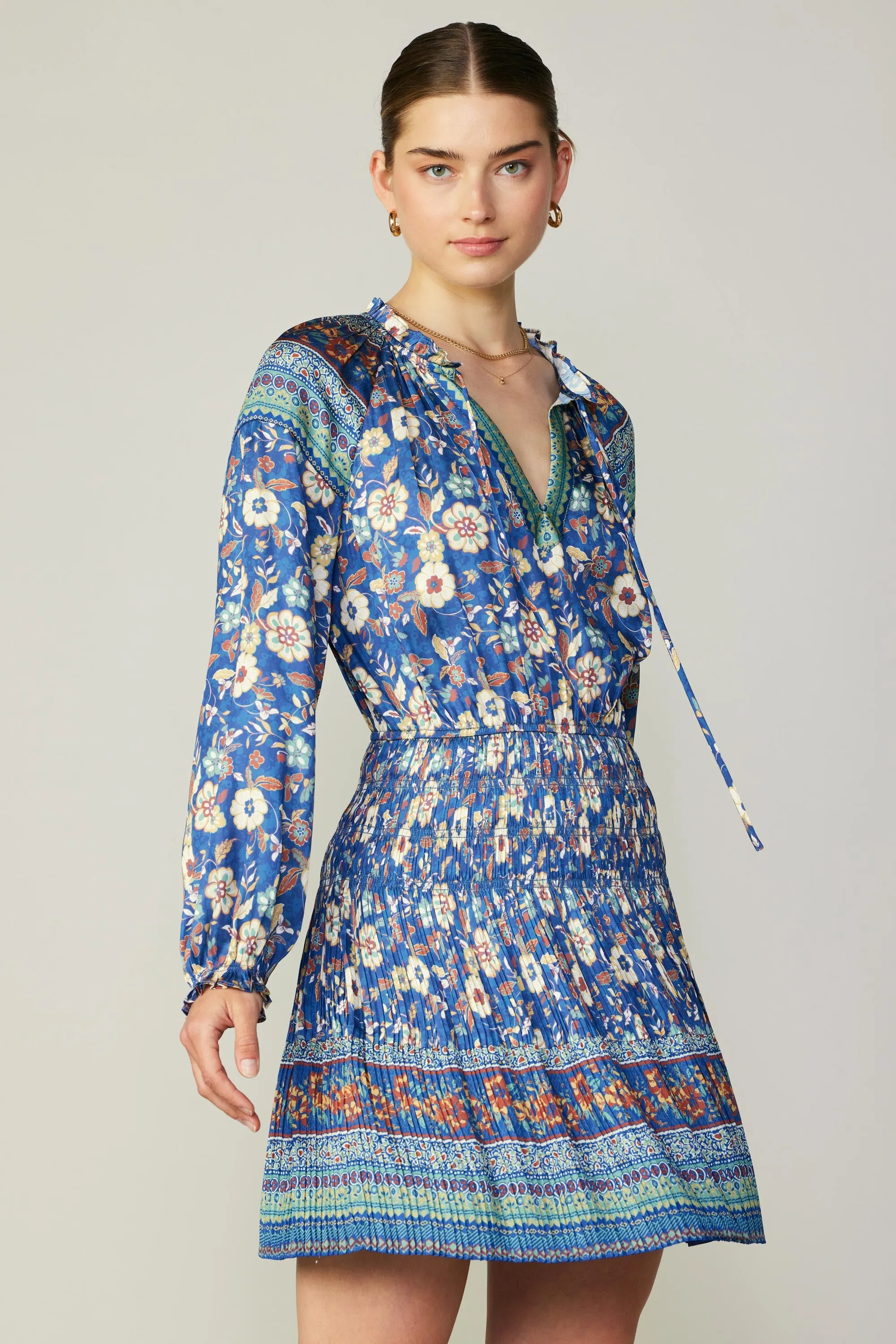 Floral Border Print Mini Dress