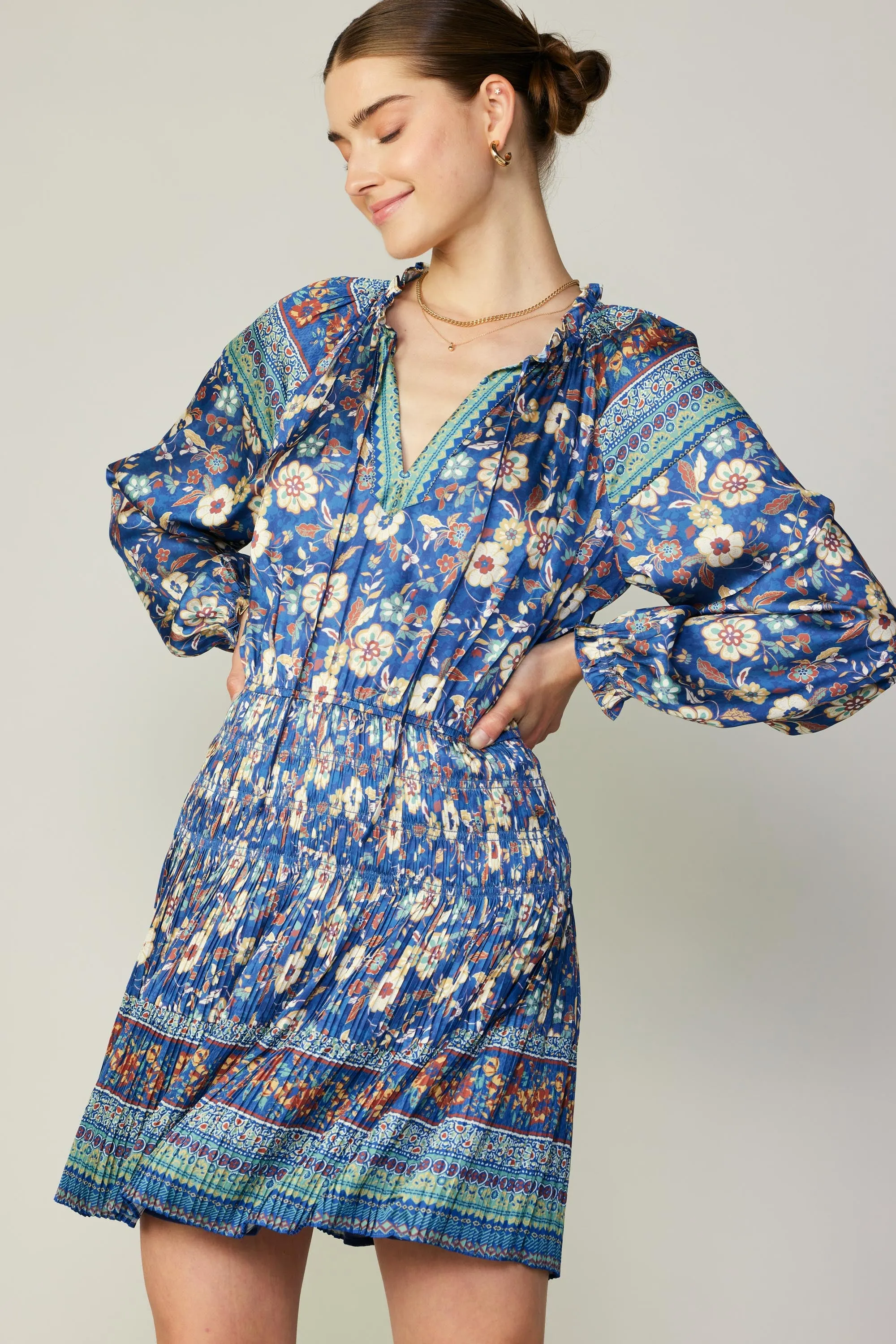 Floral Border Print Mini Dress