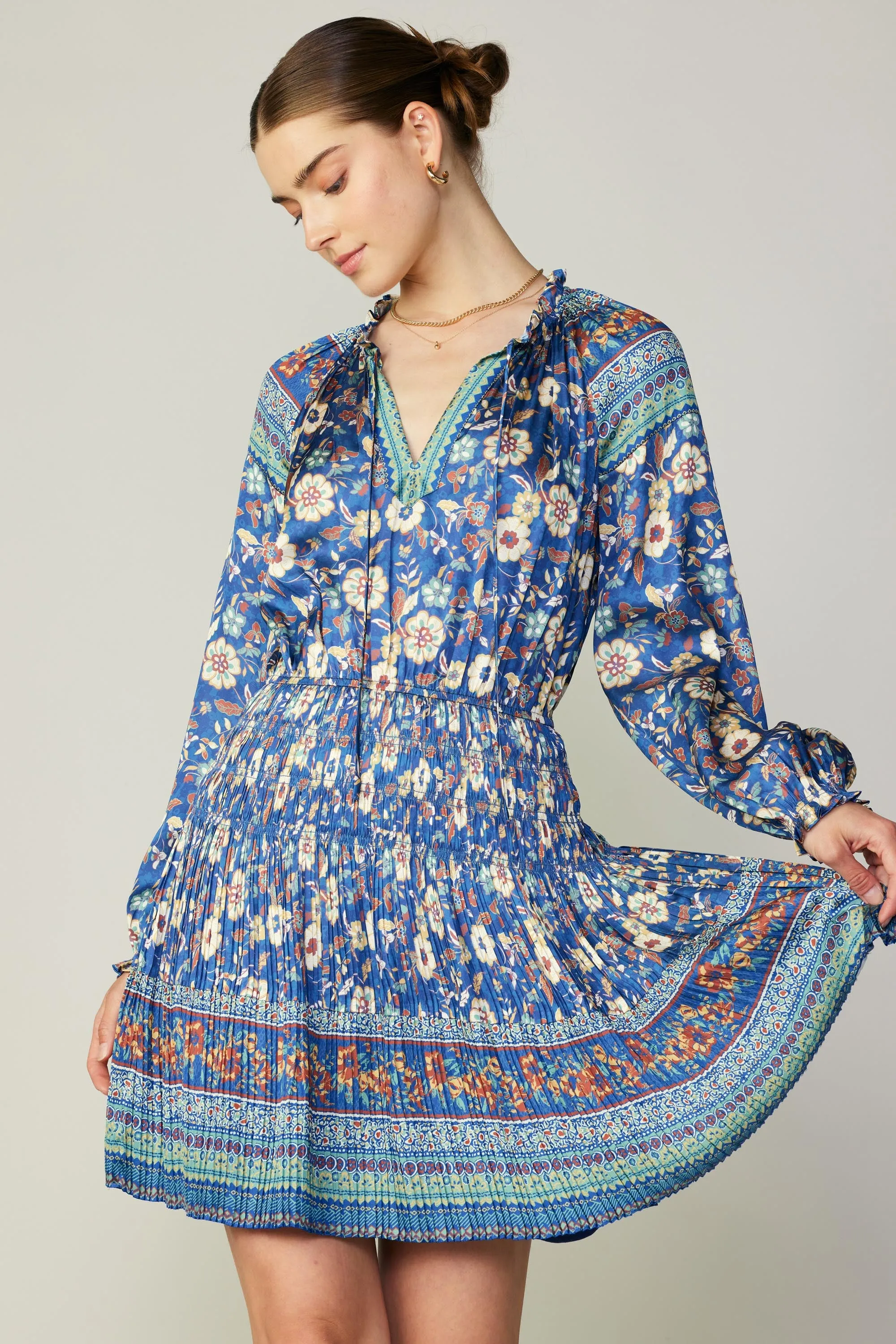 Floral Border Print Mini Dress